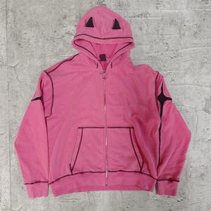 Sweat à capuche oversize en molleton français avec fermeture éclair intégrale, effet délavé, imprimé, 450GSM, 100% coton - Product Image 2