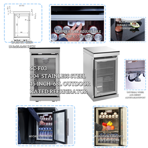 Station de cuisine BBQ extérieure tout-<span class=keywords><strong>en</strong></span>-un avec 6 brûleurs, barbecue à gaz <span class=keywords><strong>en</strong></span> acier inoxydable, réfrigérateur avec porte <span class=keywords><strong>en</strong></span> verre et évier - Product Image 5