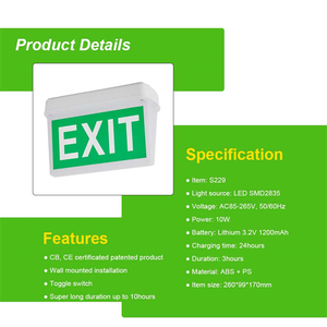 Señal de <span class=keywords><strong>Salida</strong></span> LED con Batería de Respaldo y Luz de Emergencia, Señal LED Estándar de <span class=keywords><strong>SALIDA</strong></span> con Luz ROJA/VERDE - Product Image 2
