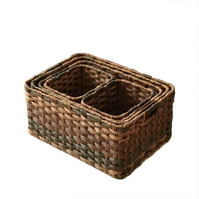 Vintage plastik rattan sepet kıyafet dolabı sepet oyuncak kutusu saklama kutusu oyuncaklar için saklama kutusu plastik sepetler