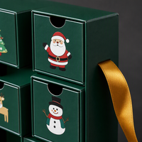 Calendrier de l'Avent Leabon 30 Jours, Boîte en Papier Verte avec Tiroirs, Calendrier de Compte à Rebours de Noël avec Ruban, Vente en Gros Direct Usine