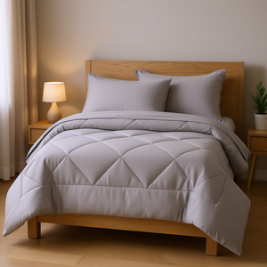 Juego de Edredón de Microfibra para Todas las Estaciones, Color Gris Humo, Tamaños Individual, Matrimonial y King, Ropa de Cama Premium para el Hogar, 7 Piezas, Estilo Sólido con Costuras - Product Image 2