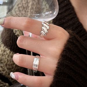 Anillo de Plata S925 Estilo Coreano para Mujer, Diseño Geométrico Minimalista Abierto, para Uso Diario - Product Image 1