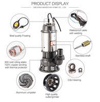Pompa Air Submersible Stainless Steel V750 2 Inch 1HP 0.75KW 220V Fase Tunggal 10M3/H 12M Head Dengan Kabel 7M 2860RPM