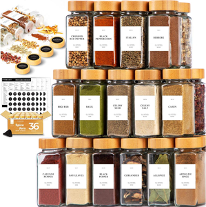 Bestseller Quadratisches Glas-Gewürzbehälter-<span class=keywords><strong>Set</strong></span>, Umweltfreundlicher Bambusdeckel Gewürzstreuer für Gewürze, Kräuter & Würzmittel - Product Image 6