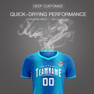 Camiseta de Fútbol Personalizada con Nombre del Equipo, Número y Logotipo, Cuello en V, Absorbe la Humedad, Uniforme Unisex para Adultos - Product Image 4