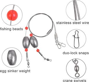 Kit de pêche au flounder en eau salée, lest œuf de 2OZ + bas de ligne en acier + émerillon rapide, montage de surfcasting pour le poisson-chat, le redfish et le drum - Product Image 4