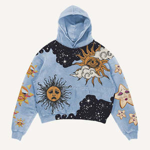 Sweat-shirt à capuche surdimensionné 2025, logo personnalisé, 100% coton, pull unisexe, imprimé graphique vintage, lavage à l'acide, DTG - Product Image 3