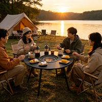 Table de préparation de thé et de grillades en bois massif moderne pour l'extérieur, table de barbecue à double usage