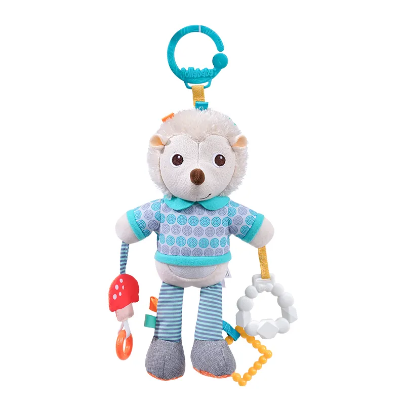 Özel logo hayvan animal yumuşak peluş doldurulmuş oyuncak bebek asılı buruşuk çıngırak oyuncaklar çocuklar için beşik arabası