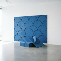 Panneaux acoustiques écologiques auto-adhésifs haute densité, dalles murales insonorisantes, motif écailles de poisson 3D, feuille de fibre de polyester en rouleau