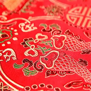 Estilo Tradicional Atacado Tradicional Dois Peixe Sorte Jacquard Brocade Tecido para Almofada Estilo Chinês