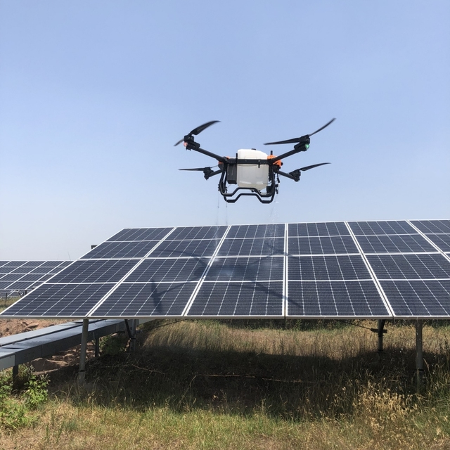 Photovoltaic Solar Cleaning Drone Manufacturer Solar Module Cleaning Robot Track Water Washing Solar Panel Cleaning Drone