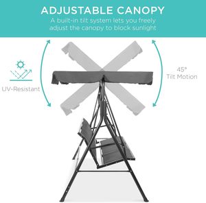 <span class=keywords><strong>Columpio</strong></span> <span class=keywords><strong>de</strong></span> Jardín con Marco <span class=keywords><strong>de</strong></span> Metal AJUNION, <span class=keywords><strong>Toldo</strong></span> Ajustable, <span class=keywords><strong>Columpio</strong></span> <span class=keywords><strong>de</strong></span> Patio <span class=keywords><strong>de</strong></span> 3 Plazas con Respaldo Transpirable <span class=keywords><strong>para</strong></span> Balcones y Patios - Product Image 6