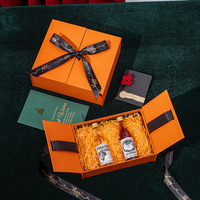 Boîte cadeau orange en gros, boîte personnalisée pour mariage à double ouverture, emballage de parfum cosmétique, boîte cadeau avec ruban, carton gratuit