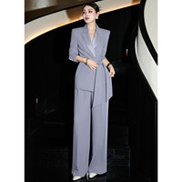 Ensemble tailleur slim automne 2026 pour femme – Design tendance avec empiècements en satin, élégant style occidental, deux pièces avec laçage latéral