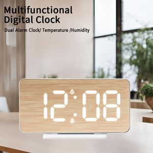 LDE นาฬิกาปลุกดิจิตอลปรับความสว่างได้, นาฬิกาปลุกคู่ตัวเลขขนาดใหญ่นาฬิกาปลุกบางเฉียบใช้งานง่ายพร้อมเอาต์พุต USB - Product Image 3