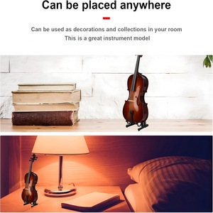 Modèle de <span class=keywords><strong>violoncelle</strong></span> miniature en bois de tilleul avec support, réplique d'instrument de musique fabriquée en Chine, cadeau, décoration d'intérieur, ornement - Product Image 2