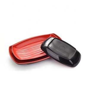 Bộ Phong Cách Nhật Bản Bộ Đĩa Melamine Bộ Đồ Ăn Đĩa Ăn Tối Màu Đỏ Đen Bộ Đồ Ăn Bộ Đồ Ăn Miếng Nhựa Vuông Màu Đen - Product Image 3