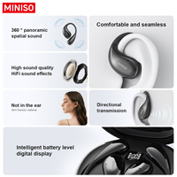 Miniso MS168 TWS Nirkabel untuk Headset Suara Hi-Fi Peredam Kebisingan ENC Desain Pengait Telinga Tahan Air IPX5 Layar Digital