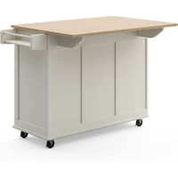 Chariot de cuisine mobile blanc avec roues Chariot d'îlot de cuisine avec barre de petit-déjeuner en bois Drop Leaf