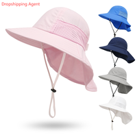 Dropshipping Agent 2025 Protection UV Summer Baby Hat Windproof Cotton Bucket Cap for Kids Outdoor Beach Accessory