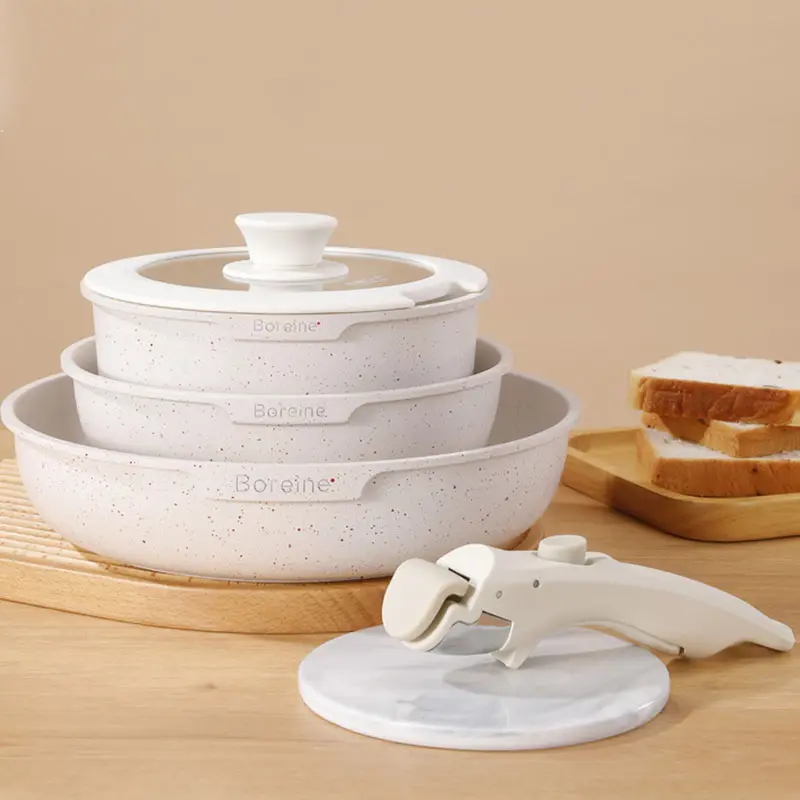 5 cái chậu và chảo đặt không dính Cookware sets có thể tháo rời xử lý cảm ứng nhà bếp tốt nhất Cookware Set với có thể tháo rời xử lý