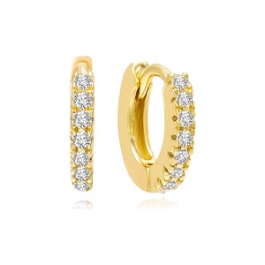 Huggie Earrings Gold Plated Micro Pave Zircon Small Hoop Everyday Wear Unisex Jewelry - Product Image 3