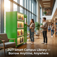 HAUMR Library Holds Locker RemoteLocker LibCabinet 24/7 Kiosco Inteligente para Préstamo de Libros con Detección RFID y Pantalla Táctil