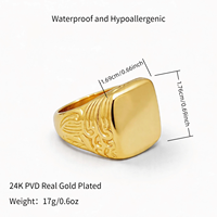 Großhandel Anpassbare Gravierbare Blanko-Ringe 24K PVD Vergoldet 316L Edelstahl Schmuckset Klobig Wasserdicht Stapelbar für Herren