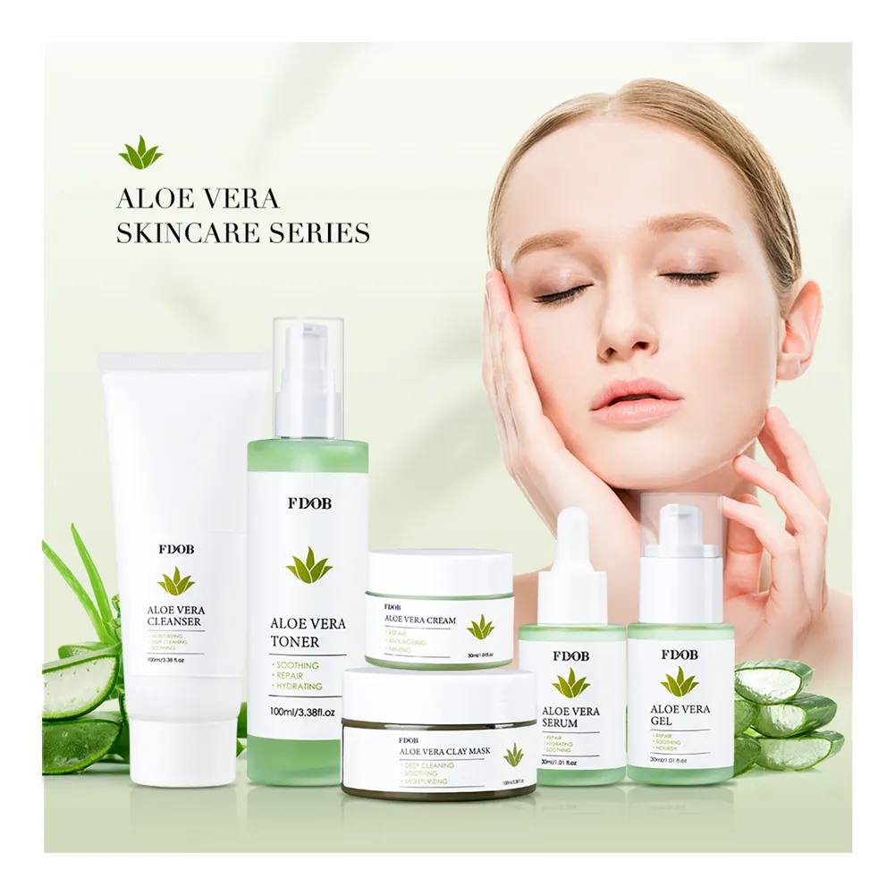 OEM private label natural organic 6 series products set moisturizing body shop Aloe Vera skin care set