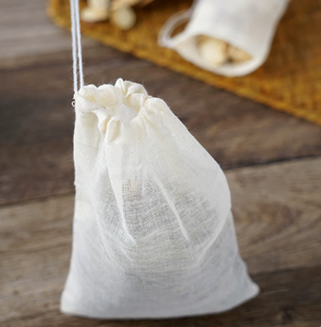 Sacs en mousseline de coton naturel avec cordon de serrage 8x10cm, recyclables, écologiques, réutilisables, pour sachets de thé, épices, savons, bijoux - Product Image 5