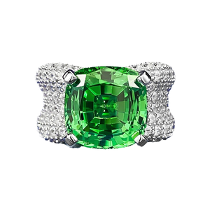 S925 เงินนำเข้าจากชาฟลายสีเขียว 12 * แหวนทร<span class=keywords><strong>ง</strong></span><span class=keywords><strong>ไทย</strong></span> เครื่อ<span class=keywords><strong>ง</strong></span>ประดับสไตล์ยุโรปและอเมริกาสำหรับสุภาพสตรี - Product Image 1