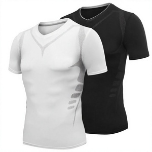 Camiseta de Compresión de Manga Corta para Mujer, Personalizada, Nailon y Elastano, Color Sólido, Secado Rápido, Transpirable, Ropa Deportiva, para Correr y Gimnasio - Product Image 3
