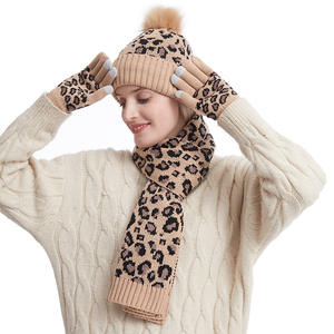 BSBH 3 pièces ensemble adulte hiver Pom Pom chapeaux écharpe gants mitaines chapeau écharpe ensemble filles cache-cou hiver bonnet chapeau laine extérieur chaud - Product Image 4