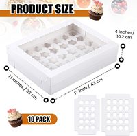Boîtes jetables pour cupcakes et muffins avec fenêtre, en carton blanc découpé, mini-boîtes à cupcakes