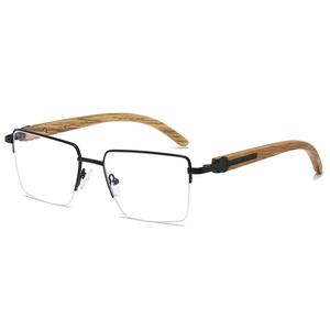 Lunettes optiques rectangulaires demi-cerclées anti-lumière bleue <span class=keywords><strong>en</strong></span> <span class=keywords><strong>bois</strong></span> faites à la main pour hommes, pour correction <span class=keywords><strong>de</strong></span> la <span class=keywords><strong>vue</strong></span> - Product Image 5