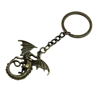 Pendentif en alliage de zinc Dragon ailé en bronze antique, style punk, pour sac à dos et clés de voiture, porte-clés unisexe Y22
