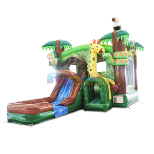 Wet or dry commercial kids outdoor jumping castle <b>inflatable</b> jungle bounce <b>house</b> and water slide - Product Image 2