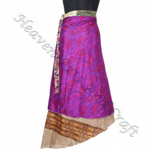 Diseñador de las señoras de dos capas de seda Sari Magic Wrap falda Boho elegante multicolor verano desgaste cómodo moda Boho Hippie estilo - Product Image 1