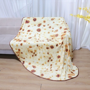 Venta al por mayor 60 pulgadas suave 3D impreso moderno Festival patrón <span class=keywords><strong>Pizza</strong></span> Tortilla Pita Lavash manta franela lindo felpa cama extendido - Product Image 4
