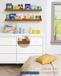 Ensemble de 4 armoires murales festonnées en bois foncé pour <span class=keywords><strong>chambre</strong></span> de bébé moderne Armoire flottante murale <span class=keywords><strong>nuage</strong></span> Étagère suspendue pour enfants - Product Image 5