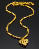 Collier unisexe en laiton plaqué or 24 carats de Dubaï, pendentif cœur pêche, style luxe, chaîne à maillons