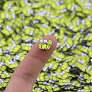 1KG Hengxin Pascua 10 MM rebanadas de arcilla polimérica rebanadas de aspersores de abeja amarilla para manualidades de decoración de uñas de limo