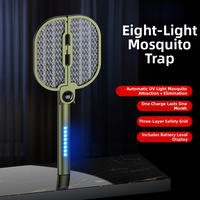 Raquette anti-moustiques électrique pliable avec lampe UV LED d'attraction, rechargeable, sûre, grille à trois couches, portable et murale, tapette à mouches