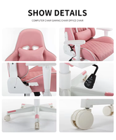 Fauteuil de Gaming Exécutif Traditionnel Rose à Dossier Haut, en Cuir, avec Massage 4D Rafraîchissant, Appuie-tête et Soutien Lombaire Convertibles, Pivotant, pour Chambre