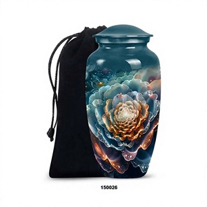 Venta caliente gran hermosa flor verde oscuro cremación adulto urna para cenizas humanas con bolsa de terciopelo gratis - Product Image 1