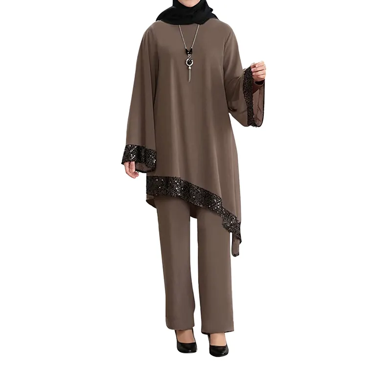 新しいスタイル中東新しいドレススーツ緩い気質プラスサイズのドレス卸売女性イスラム服セット
