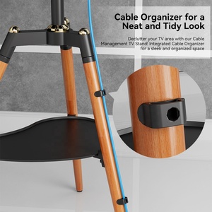 Bon prix de tré<span class=keywords><strong>pied</strong></span> <span class=keywords><strong>TV</strong></span> avec hauteur et <span class=keywords><strong>pivotant</strong></span> réglable 3 pieds en bois Studio <span class=keywords><strong>TV</strong></span> présentoir pour chambre salon - Product Image 4