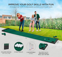 Jeu de putting green d'extérieur avec mini-tapis de golf, 2 putters et 6 balles, double jeu de golf